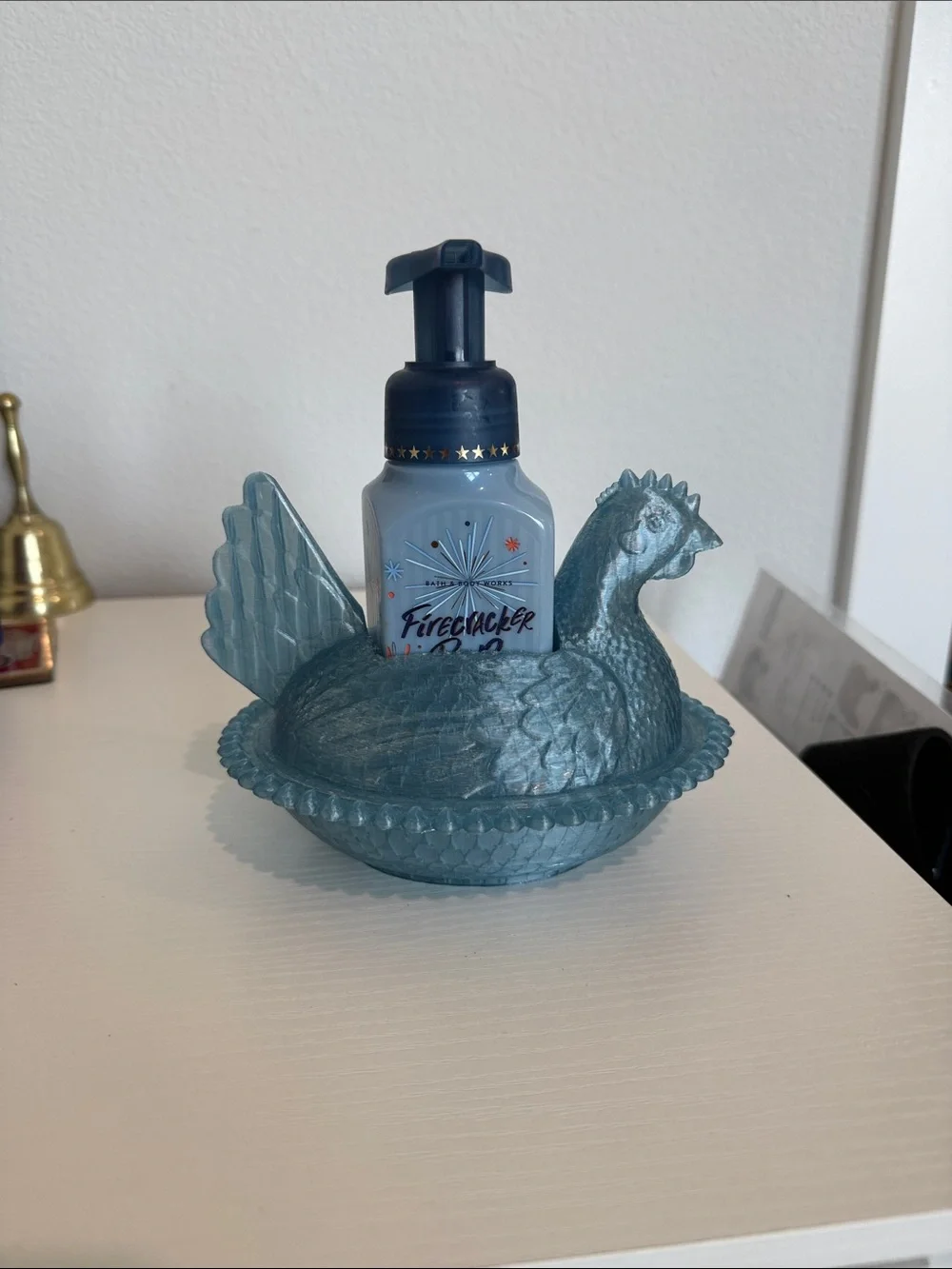 Blue Hen on Nest Soap Dish works with Bath and body works soap